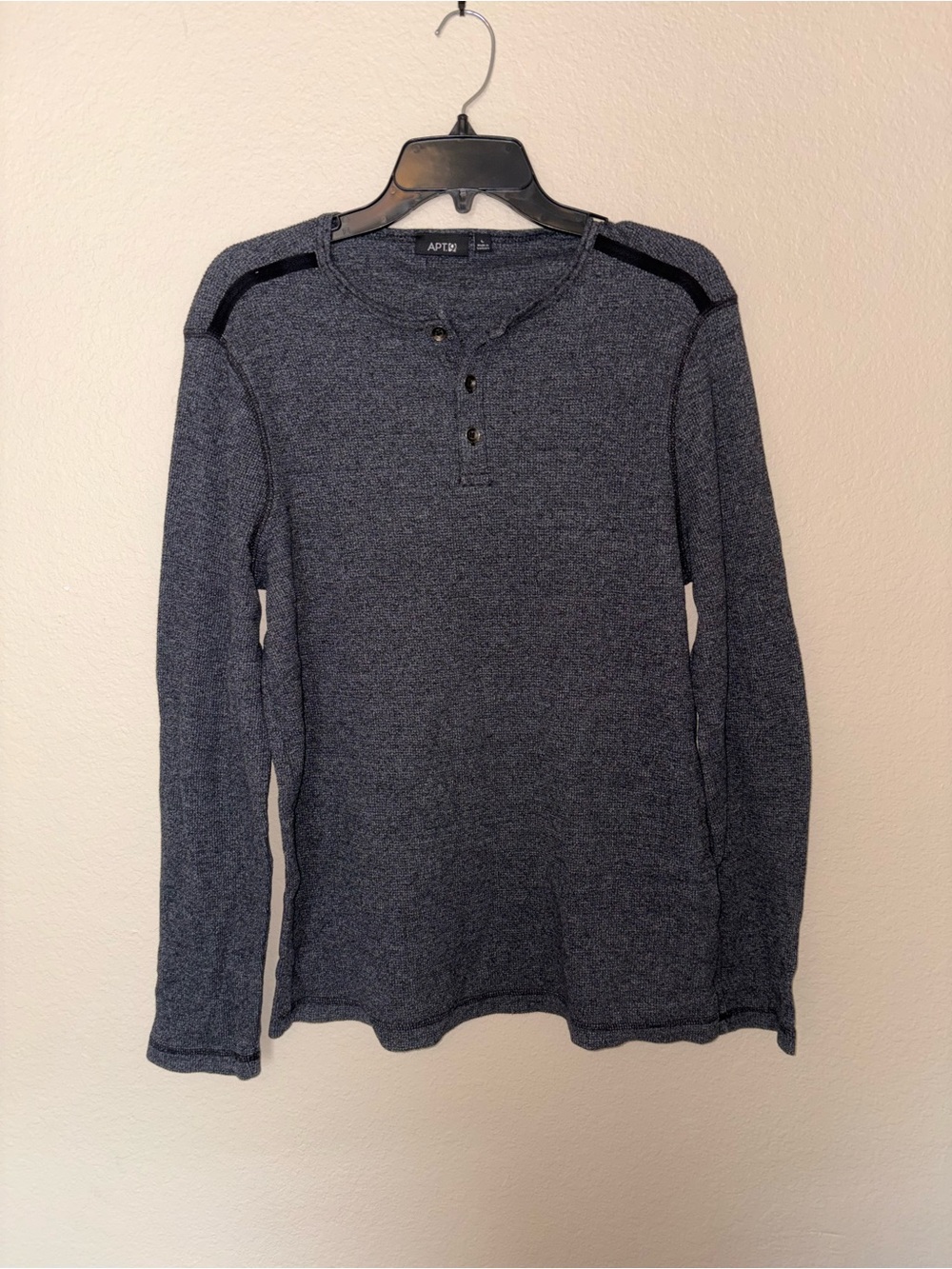 Apt. 9 Men's Heather Navy Crewneck Henley Sweater